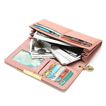 Női Táska Hosszú, egyszínű Két-Szeres Pack Super Multi Card Tartja Pack egyszínű erszényem