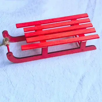 1:12 Babaház Havas Jelenetről Modell Kézzel készített Fa Szán Kézműves DIY Miniatűr Szabadtéri Játék Mini Bútorok Játék Dekoratív Dísz