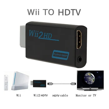 WII, HDMI-kompatibilis Átalakító HD 1080P Wii 2 Adapter 3,5 mm-es Audio PC HDTV