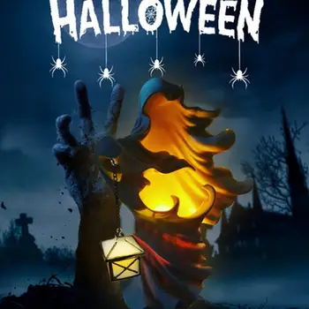 Ijesztő Pokol Messenger Arctalan Szellemmel Szobor, Egyedülálló Gyanta Boszorkány Szobor, a Lámpás a Halloween Kerti Dísz Dekoráció