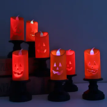 Halloween Díszes Gyertyatartó Tök Lámpa Új Szél Lámpa LED Elektronikus Gyertya Lámpa Dekoráció Kis Este petróleum Lámpa