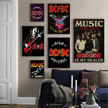AC_DC Zenekar Vászon Művészet PLAKÁT Retro nátronpapír Vintage Szoba Haza, Bár, Kávézó Berendezés Esztétikai Művészeti Falon Festmény