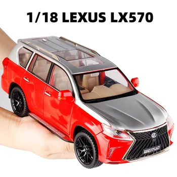 1/18 Lexus LX570 SUV Sport játékautó, Fröccsöntött Fém Modell Miniatűr Vissza Hang-Fény Ajtó Kinyitható Gyűjtemény Ajándék Gyerekeknek