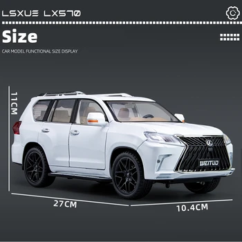 1/18 Lexus LX570 SUV Sport játékautó, Fröccsöntött Fém Modell Miniatűr Vissza Hang-Fény Ajtó Kinyitható Gyűjtemény Ajándék Gyerekeknek