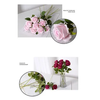 5db Selyem Rózsa Virágos Ág Mesterséges Rózsa Boquet Esküvői Haza Asztal Dekoráció Karácsonyi Valentin Napi Ajándék