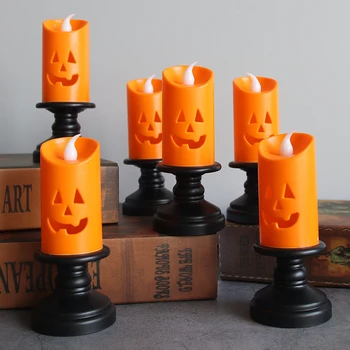 Halloween Gyertya LED Színes Gyertyatartó asztali Dekoráció Tök Buli Boldog Halloween Party Dekoráció lakberendezés HY