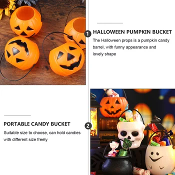 3 DB Sütőtök Vödör Vödör Műanyag Tartály Halloween Mini Ajándék Kellékek Hordozható Snack Candy