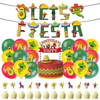 31 DB-Mexikói Fiesta Téma Party Kellékek, Dekorációk Szülinapi Parti kellékek Dekoráció Fotó Kellékek Karnevál Esemény Taco