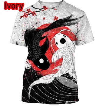 2023 Nyári 3D Nyomtatott Póló Férfi 3D Hal Póló Ponty Halászati Tshirt Személyiség Király Kerek Nyakú, Rövid ujjú T-shirt